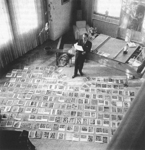 André Malraux selecting photographs for Le Musée Imaginaire